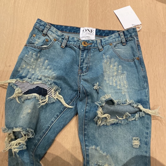 One Teaspoon trashed freedbirds jeans size 28 new with tags 100% cotton - Picture 2 of 12